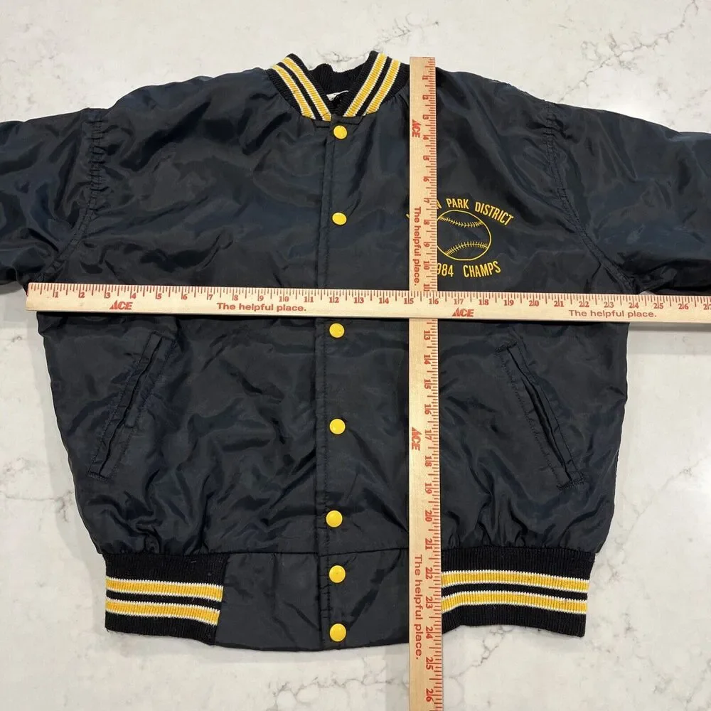 West Wind Large Vintage Nylon Stripe‎ Collar Snap Bomber Jacket 80s Champs USA